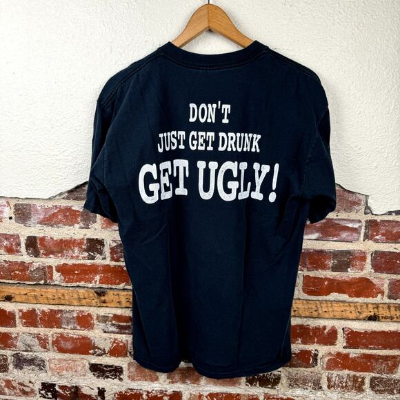 Vintage Coyote Ugly Shirt Sz Large Black Short Sleeve Dont Just Get Drunk Funny - Picture 5 of 6